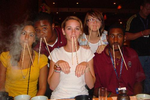 chopsticks - this is at a returaunt in Japan.. wow we had soo much fun