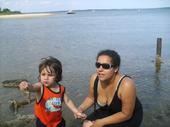 Me and Mikey at Periwinkle Beach - We enjoyed ourselves at Periwinkle Beach, and my son picked up a crab!