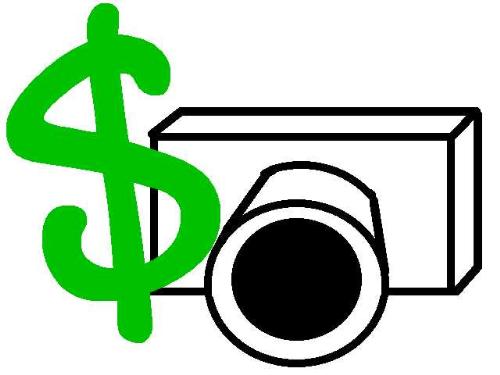 Camera Dollar Sign - An artistic rendering of a camera with a green dollar sign.
