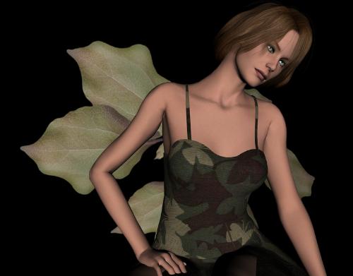 Disgruntled Fairy - A 3D fairy with blazing blue eyes.