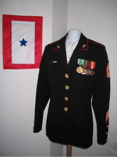 My Dress Blue Uniform - This is my Dress Blue Uniform, and the Blue Start Flag that I displayed in honor of my son who served three tours in Iraq.