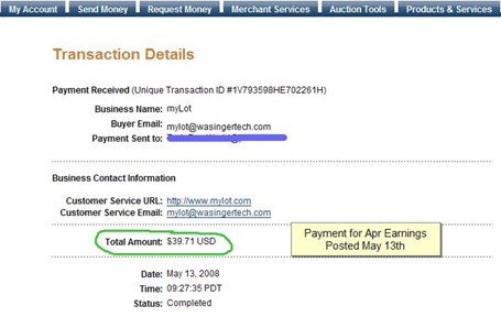Screenshot of My April Earnings - A photo screenshot of my earnings for April, 2008. I joined in mid-Feb so this was only my second full month.