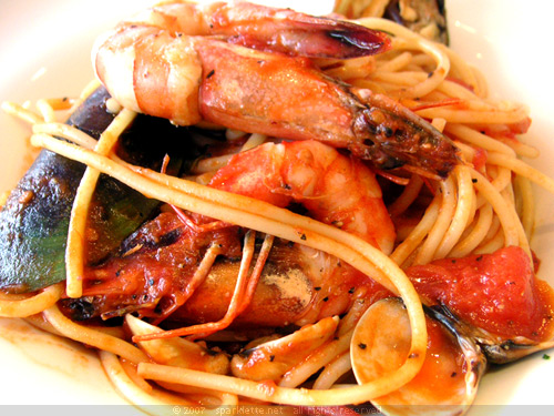 seafood pasta - this is the best way i enjoy my cravings! put together my two favorite food, pasta and seafood. full of carbs and protein.
