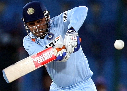 Sehwag - Virender Sehwag playing a shot