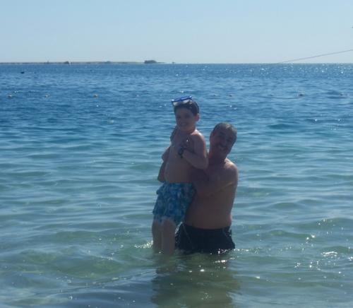 Me and my boy - It is me and my boy in the beach of Harghada in Egypt.