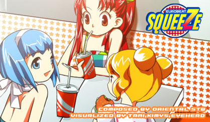 DJ Max Portable - SQUEEZE - Music Track - SQUEEZE [eurobeat] Composed by Oriental ST8 and Visualized by Tari & Kimys & Eyehead  There are enjoyable and powerful European Beats and a strong guitar solo - game info