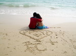 love - sitting side by side on the beach,listening the beautiful songs of the sea,we can forget all the unhappy things.