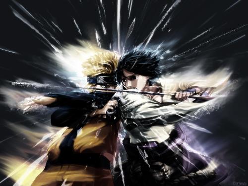 Naruto vs Sasuke - This is where Naruto and Sasuke fight. In the manga they don't fight. Sasuke is using his samari sword and Naruto is using his dagger. Sasuke betray his team and the leaf village to seek power and accomplish his goals to be in the Uchia clan. Sasuke wants to kill a certain person which is Naruto.