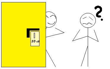 Library toilet - Would you cheat the system? Would it feel like cheating to you or do you think it's ok because you pay for opening the door, not for just one person? You pay for opening a door to two toilets, right?? Or not...?