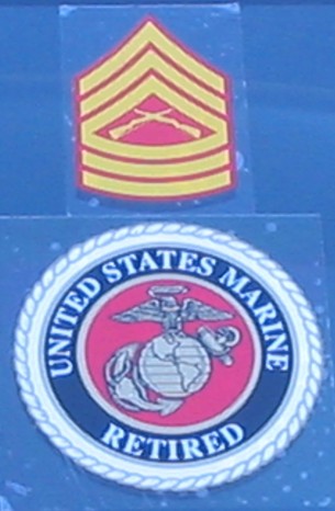 Proud Display - I have these stickers proudly displayed on the windshield of my car. It represents my serving more than 21 years and retiring from the Marine Corps as a MSgt (E8)