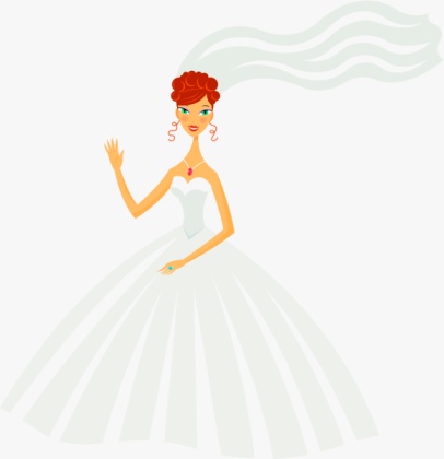 bride in wedding gown - drawing of a bride in her gown