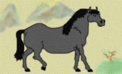 Old fashioned Chinese horse parchment-look drawing - I love how this drawing turned out. It was an effort for me to keep it simple and keep the colors muted but I did and I am so happy with the end result.