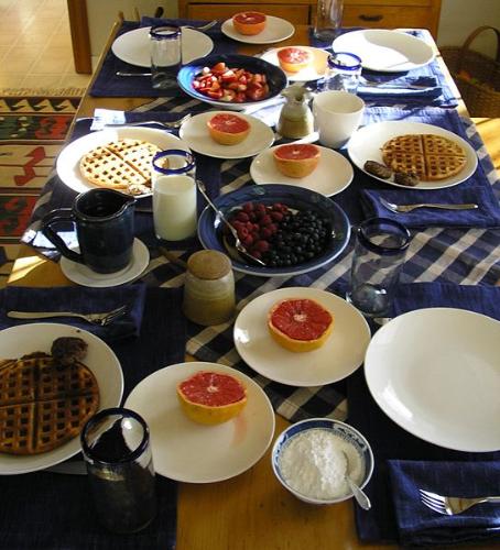 Big Breakfast - Country breakfast of berries, waffles, and more.  License: GNU Public License