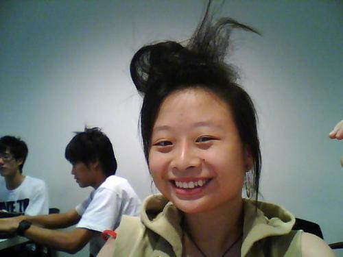 my crazy hairstyle - haha.... that is what i did when i was bored!!!