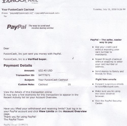 Fusion Cash  - Fusion Cash, get paid to do offers.
They paid me $32.40