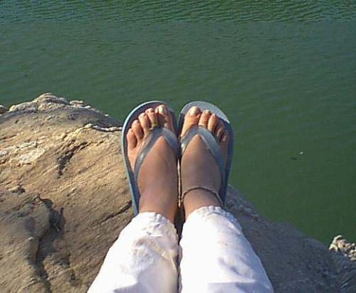 Just ma feet - I dunno why I took this picture; maybe it was to show how far down the water was where I was fishing that year. The following year, the rock I was sitting on was underwater!