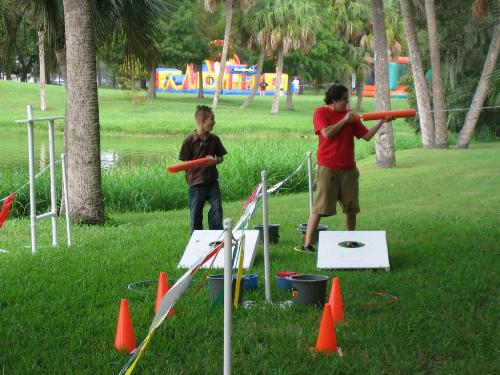 Water games - This looks like a nice water game to play at a block party.