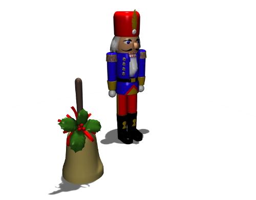 Christmas Decorations - A Christmas bell and a nutcracker.