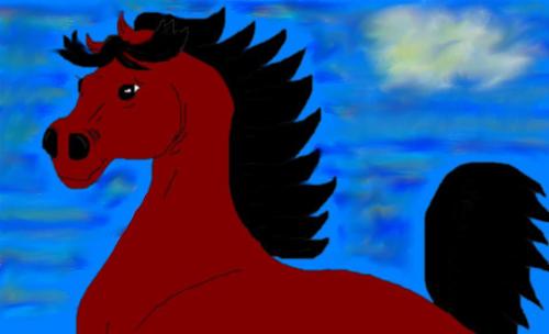 My latest horse drawing says Hi! - I was trying something different, different angle and I wanted wings on the horse but I couldn't get those to look right so I erased them! The program MS Paint has some restrictions but I've learned a lot about using it.  Mr. Horse is saying Hi to you!! :-)