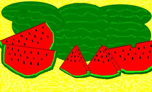 Nice cool watermelons! - I drew this picture on the computer in MS Paint and I call it Watermelon Dreams. It's perfect for summer and trying to keep cool!