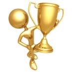 Being winner - a figure holding a trophy