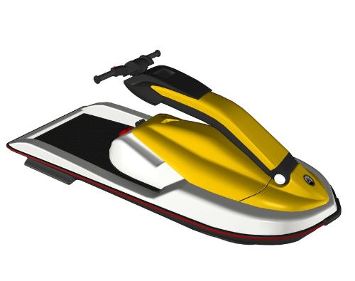 Seadoo - A yellow, white, and black 3d seadoo.