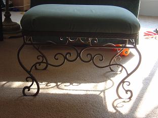 my 'new' footstool - I picked this up at the thrift shop. It's very sturdy and beautiful iron.