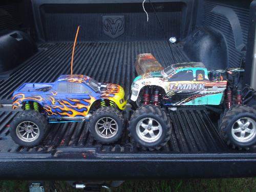 Joeys 2 RC trucks - These are the 2 gas powered RC trucks that my fiance has. Joeys 2 RC trucks - These are the 2 gas powered RC trucks that my fiance has.