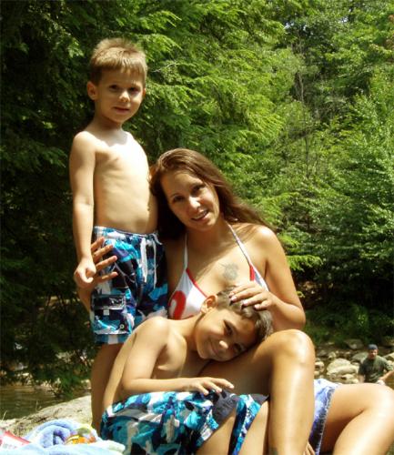 me and my boys - Already been here for 4 hours, do they look tired to you? lol