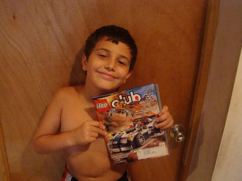 My son - My son with his free Lego magazine he receive in the mail.