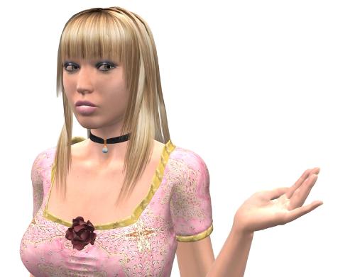 Blonde - A 3d blonde woman in a pink dress.