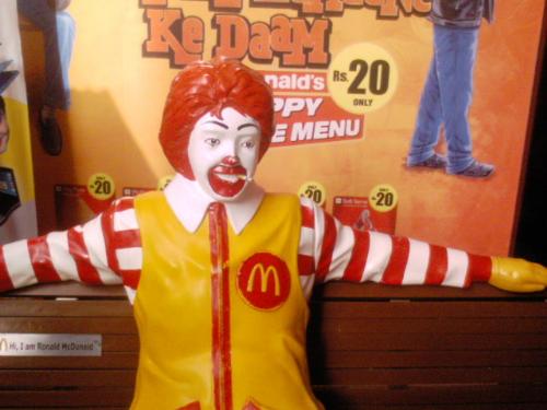 Mac Mascot smoking - found this guy smoking outside one McDonalds outlet