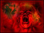 angry - look at the way the how the anger is expressed in the picture...