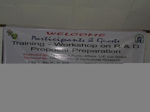 banner - Training on R&D Project Proposal preparation on May 26-30, 2008 at Anest, Tower, Grove, Los baños, Laguna