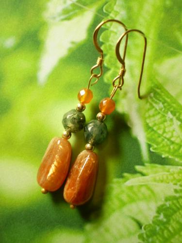 Sandstone, Moss Agate and Carnelian Earrings - available at  http://pleasurearts.etsy.com