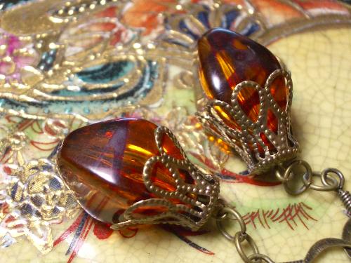Vintage Style Topaz Dream Lucite Earrings - available at  http://pleasurearts.etsy.com