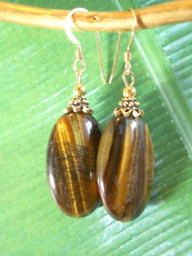 Tiger's Eyes Earrings - available at  http://pleasurearts.etsy.com