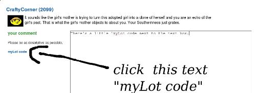 'myLot code' - There's a little 'myLot code' next to the text box.
