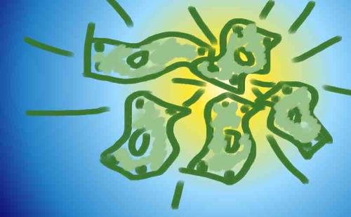 Money Portal - Dollar bills blasting from a portal.