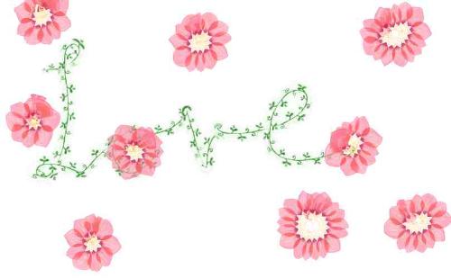 Love's Flower - Love written in vines and fowers.