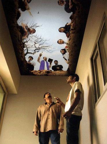 death - this is a ceiling in a smokers lounge