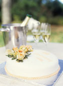 Anniversary - 'Happy Anniversary' cake and champagne in bucket