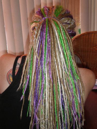 Dreads I braided on my neice - My neice wanted dreads and this was the result :)
I had a lot of fun making them on her.