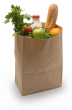 groceries in paper bag - photo of Brown paper bag filled with groceries