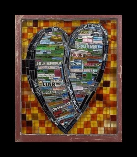 heartless - Wooden and paper collage, circa 2004