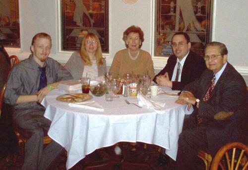 My Family 2006 - This picture was taken in 2006. My mom was 79 years old! Left to right: my son Josh, me, my mother, my son Matt and my step-dad. Young looks run in my family.