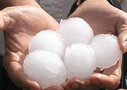 large hail - hail collected after a storm
