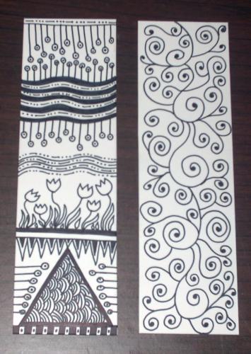 Zentangle Bookmarks - These are my zentangle bookmarks, made for a swap.
