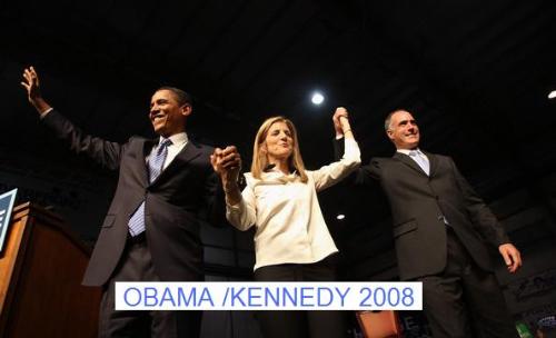 obama kennedy 2008 picture - Photo of Barack Obama and Caroline Kennedy with the banner "OBAMA KENNEDY 2008"