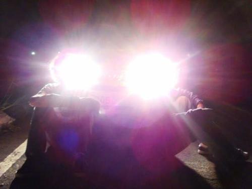 Heads of blinding lights! - Heads of blinding lights! Me and my friend Emmanuel, in a vertigo place!